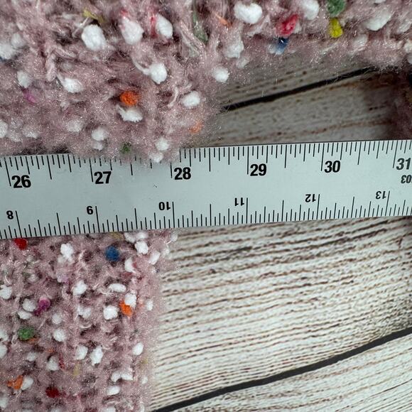 POL Confetti Boxy 3/4 Sleeve Sweater Women's M Pink Multicolor Dots Oversized - Picture 11 of 13
